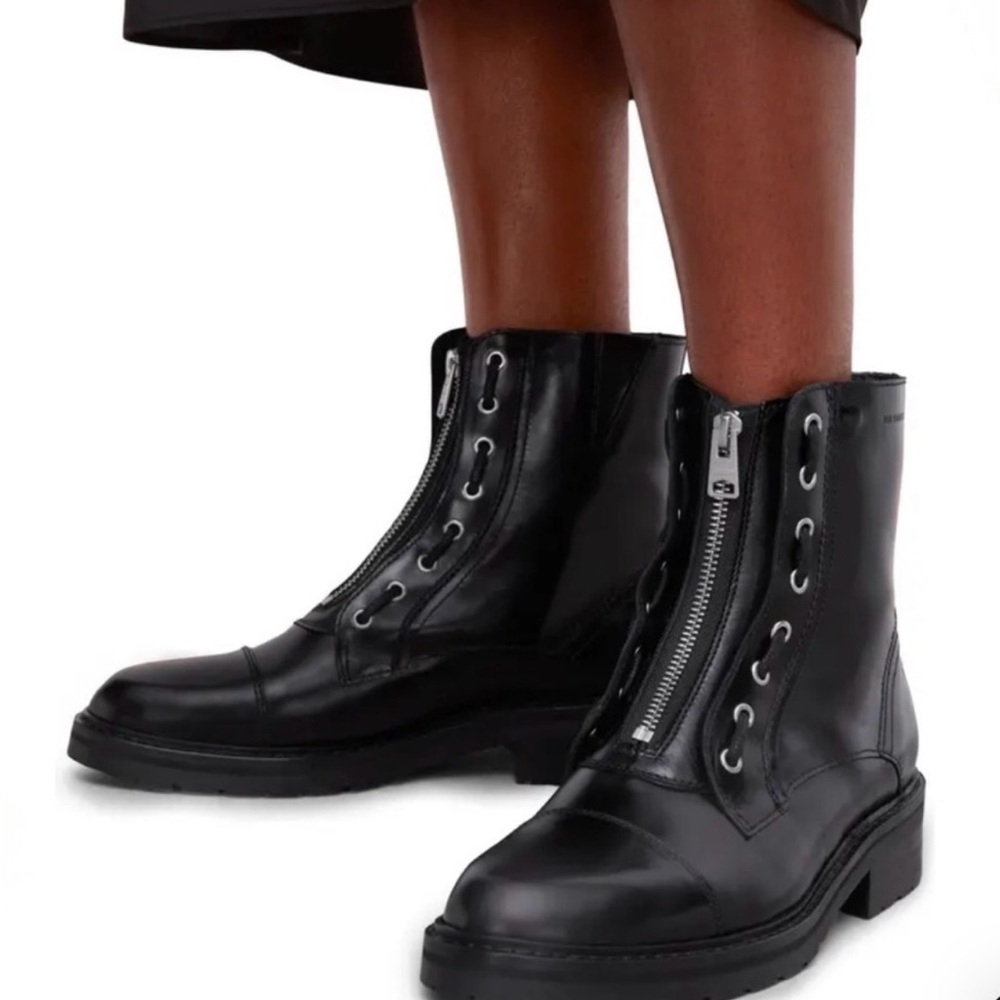 Allsaints Alaria Combat zip up leather boots size 7/EU 38